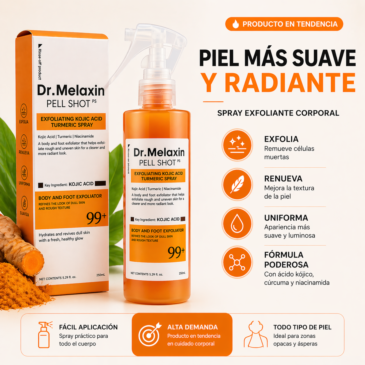 Exfoliante Melaxin - Para Aclarar Partes Oscuras - Fórmula Cúrcuma 2