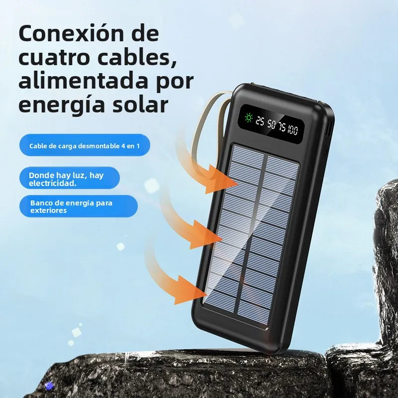 CARGA TU CELULAR DONDE QUIERAS  POWER BANK SOLAR 3 EN 1 DE 20.000 mAh