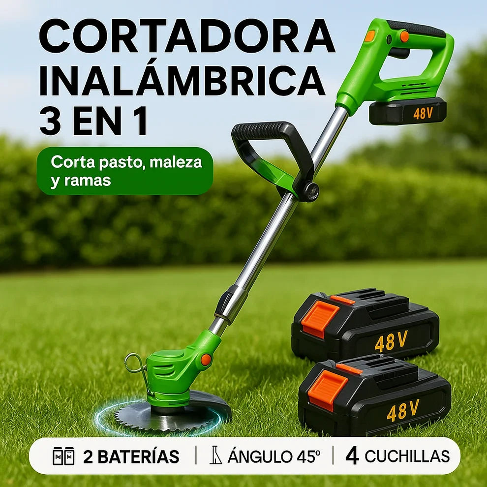 Cortadora de Césped Inalámbrica con 2 baterías  + accesorios