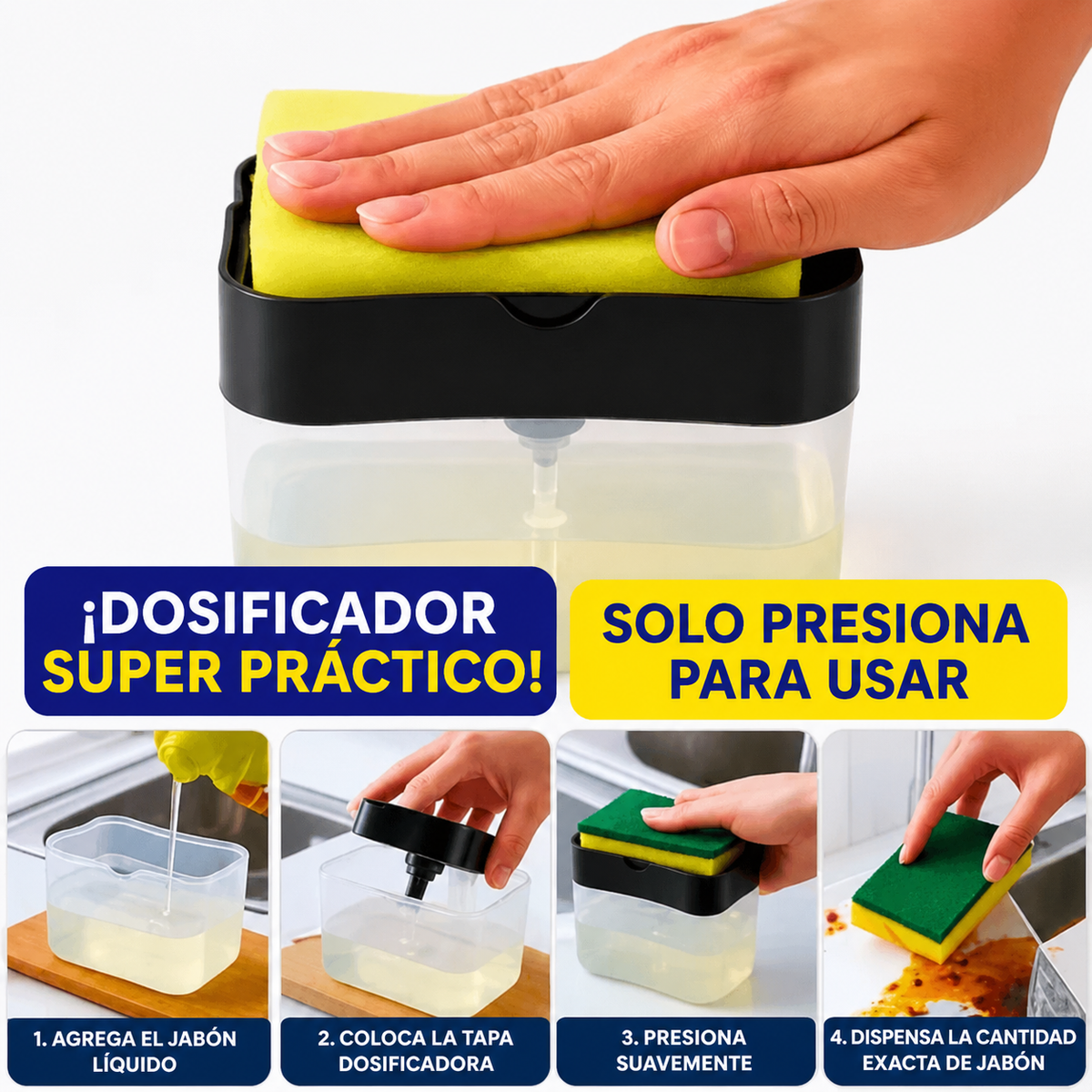 🧼 Dispensador de Jabón 2 en 1 + Esponja