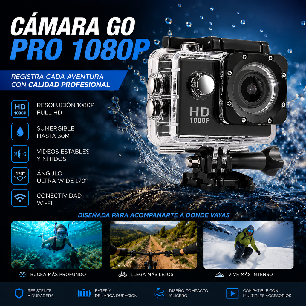 🔥 LIQUIDACIÓN DE STOCK – CÁMARA DEPORTIVA HD 1080P [PROMOCIÓN DE CUMPLEAÑOS]