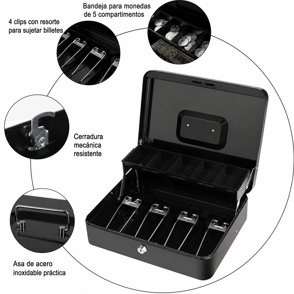 CAJA DE EFECTIVO METÁLICA CON LLAVE - 🚚 ENVÍO GRATIS A TODO ECUADOR